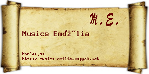 Musics Emília névjegykártya